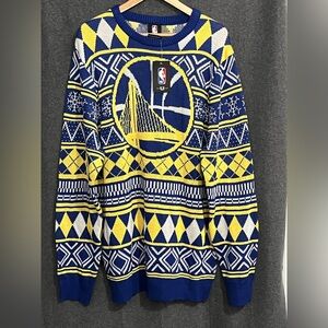 Officially Licensed NBA Golden State Warriors Blue and Yellow Crewneck Sweater